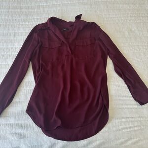Women's Burgundy Utility Pocket Blouse